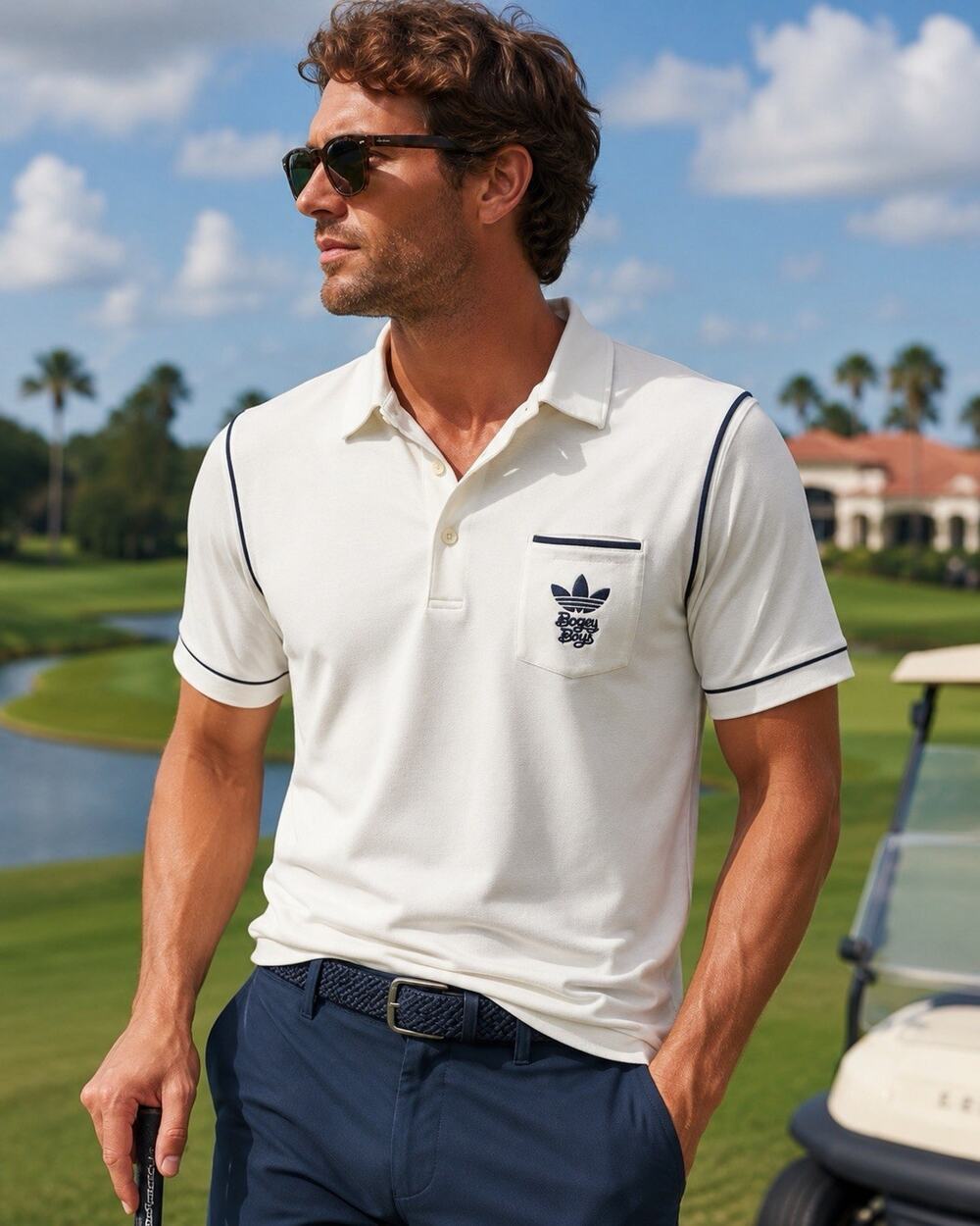 Adidas x Bogey Boys Mens L Golf Polo Shirt White Cooling Top